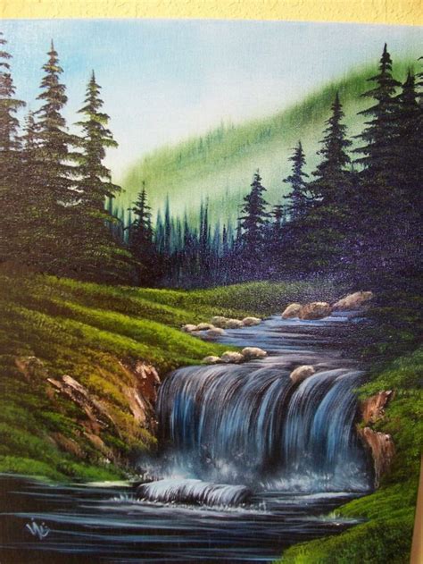 Bob Ross Bob Ross Misty Waterfall Signed Original Painting Contemporary