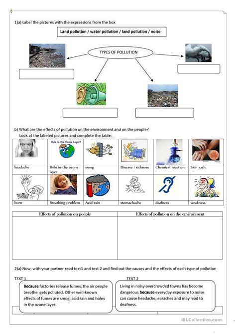 Pollution English Esl Worksheets For Distance Learning And Physical