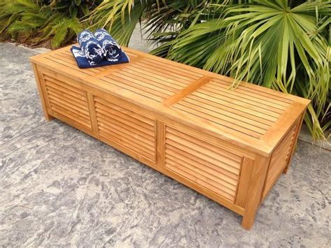 Teak Wood Manhattan Pool And Deck Storage Box Patio Storage Outdoor