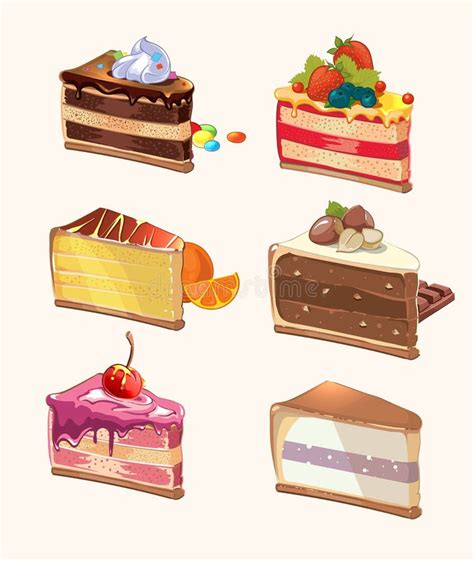 Cartoon Cake Pieces Vector Illustration Stock Vector Illustration Of
