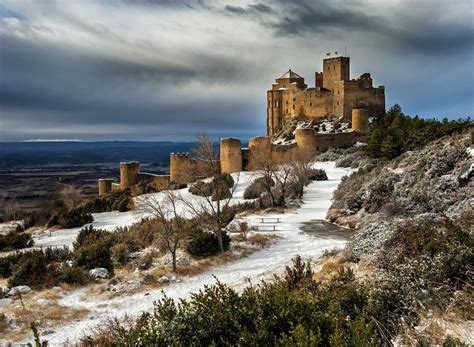 Castillo De Loarre Huesca Spain Sits On A Promontory Of Limestone