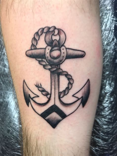 Black And Grey Traditional Old School Anchor Tattoo Old Style Tattoos