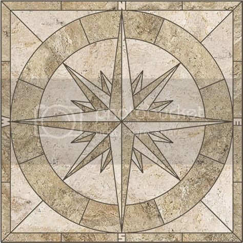 24 Porcelain Tile Captains Compass Rose Mosaic Medallion Handmade