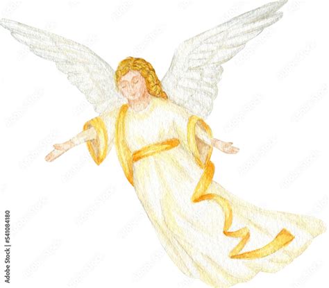 Christmas Angel Watercolor Illustration Christian Nativity Angel With