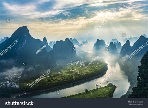 Landscape Guilin Li River Karst Mountains Stock Photo 324673238