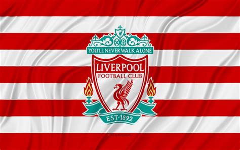 تحميل نادي ليفربول 4k أحمر أبيض مموج العلم الدوري الممتاز كرة القدم
