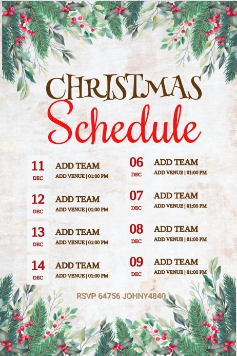 Christmas Event Schedule Template Postermywall