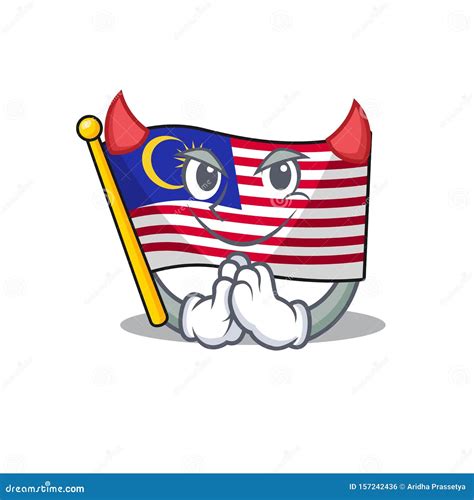 Devil Flag Malaysia Hoisted On Cartoon Pole Stock Vector Illustration