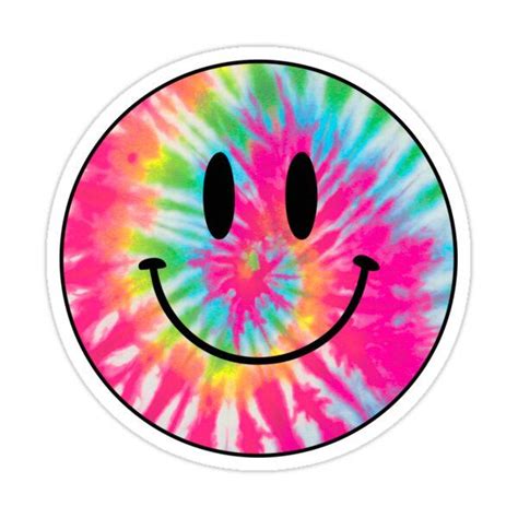 Tie Dye Happy Face Sticker For Sale By Disco Dottie Pegatinas