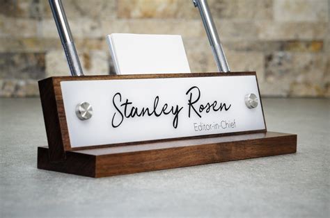 Office Accessories Rustic Desk Name Plate With Pen And Card Etsy India