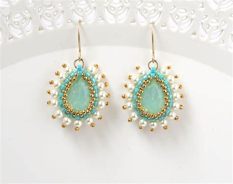 Turquoise And Pearl Earrings Gold Turquoise Wedding Earrings Etsy