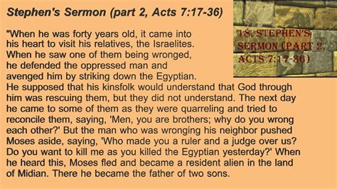 18 Stephens Sermon Part 2 Acts 717 36 Youtube