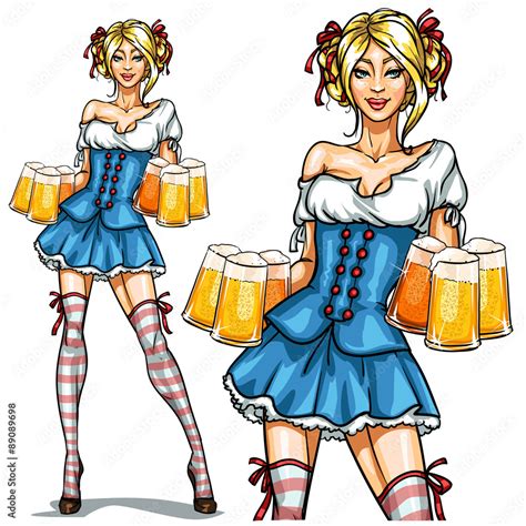 Pretty Bavarian Girl Oktoberfest Pin Up Stock 벡터 Adobe Stock