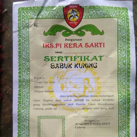 Cara membuat logo ikspi 3d dalam video kali ini saya akan menjalaskan tutorial atau cara bahan mentah logo iks 3d: Jual Sertifikat Sabuk Kuning Iks Di Lapak Distro Dulur Pasker