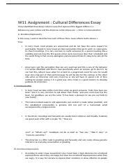 W Assignment Cultural Differences Essay Francis Parfait Docx W Assignment Cultural