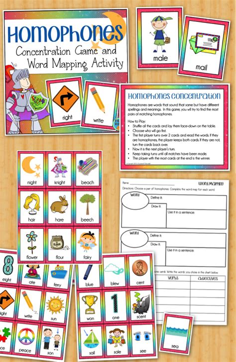 This Homophones Literacy Center Includes A Fun Matching Game And Word