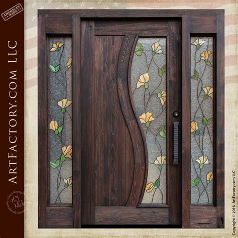Tulip Stained Glass Door Craftsman Entry Door With Sidelights Sgd900