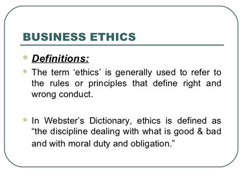 Business Ethics Definition Definition Businessjulllc