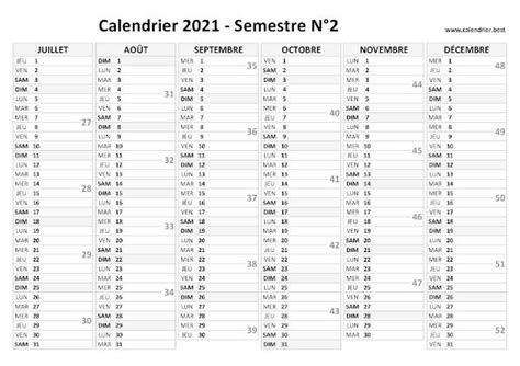 Calendrier Semestriel 2021 à Imprimer Pour Le 1er Et Le 2ème Semestre 2021