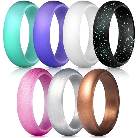 7pcsset Multi Color Fashion Silicone Finger Ring Couple Lover Jewelry