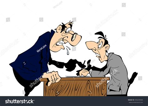 Boss Screams On Worker Cartoon Scene Stock Vector Royalty Free 593249369