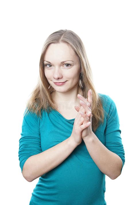Woman Rubbing Hands Stock Image Image Of Expectant Pretty 30469119