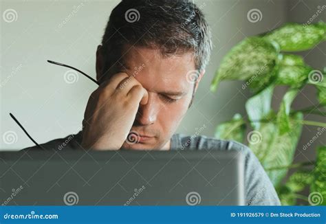 Tired Man With Eyes Fatigue Stock Image Image Of Damage Caucasian 191926579