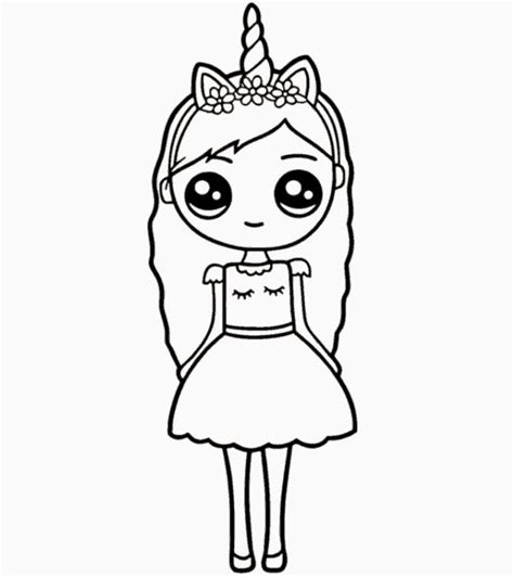 How To Draw A Cute Unicorn Girl Step By Step Cute Drawings Kawaii