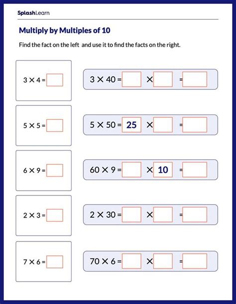 Multiply Multiples Of 10 And 1 Digit Numbers Horizontal Multiplication