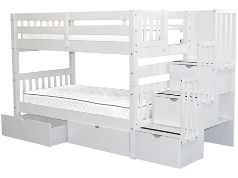 Bedz King Stairway Bunk Beds Twin Over Twin With 3 Drawers In The Steps