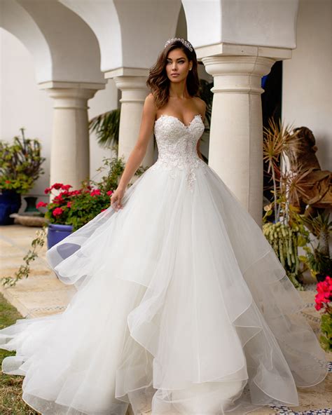 Lily Wedding Gown With Cascades And Swarovski Crystals H1393 By