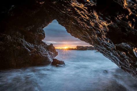 Hana Sunrise Seen From Inside A Cave At Waianapanapa State Parks