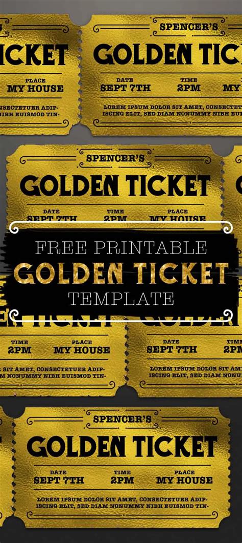 Golden Ticket Template Editable Free Free Printable Templates
