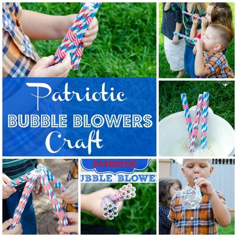 Patriotic Craft Paper Straw Bubble Blowers · Pint Sized Treasures
