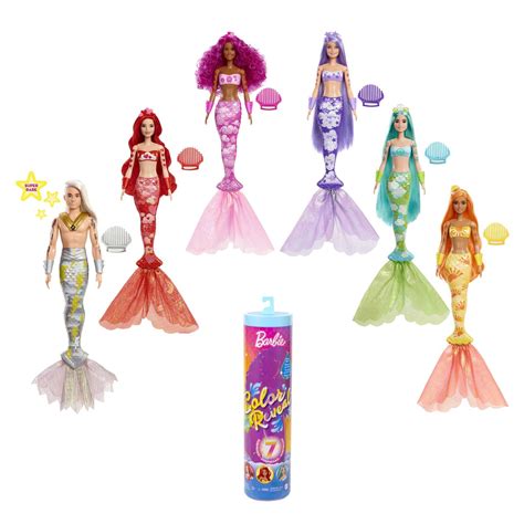 Buy Barbie Color Reveal Mermaid Doll With 7 Unboxing Surprises Metallic Blue With Rainbows