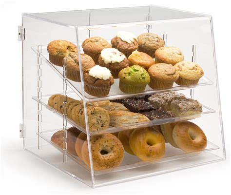 Acrylic Food Display Case With 3 Trays Bakery Display Case Pastry
