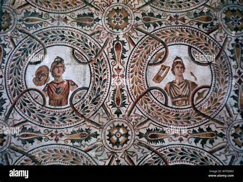 Detail Of A Roman Floor Mosaic Of The Nine Muses 3rd Century Artist