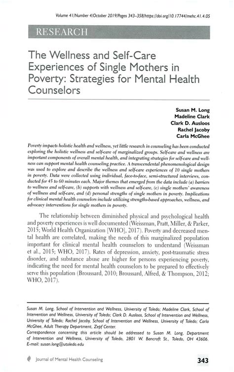 (PDF) The Wellness and Self-Care Experiences of Single ...