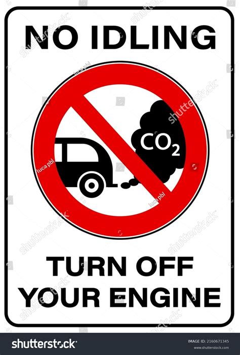 No Idling Turn Off Engine Prohibition Stock Vector Royalty Free