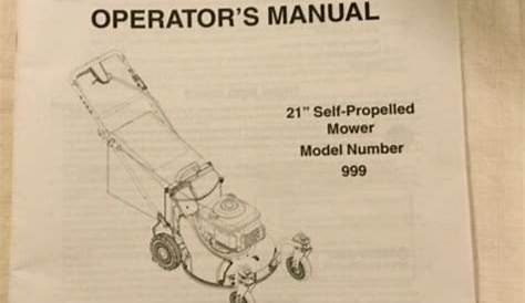 Troy-Bilt 21" Self-Propelled Mower Model 900 Operator’s Manual | eBay