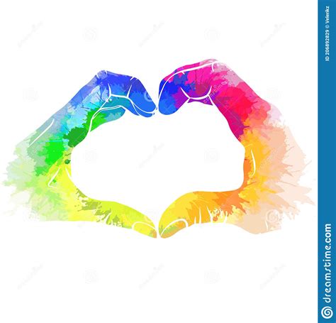 silhouette pair of human hands with rainbow watercolor splashes greeting card love of same sex