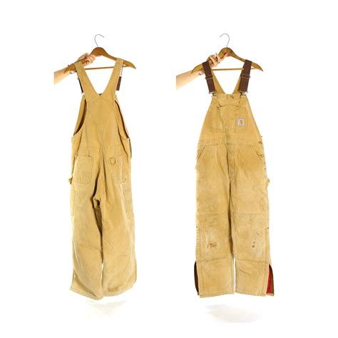 Insulated Carhartt Overalls Vintage Distressed Lined Canvas Workwear 37