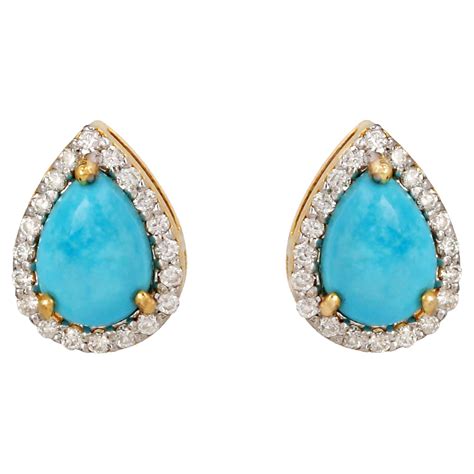 Beautiful Turquoise Diamond Gold Long Drop Earrings At Stdibs