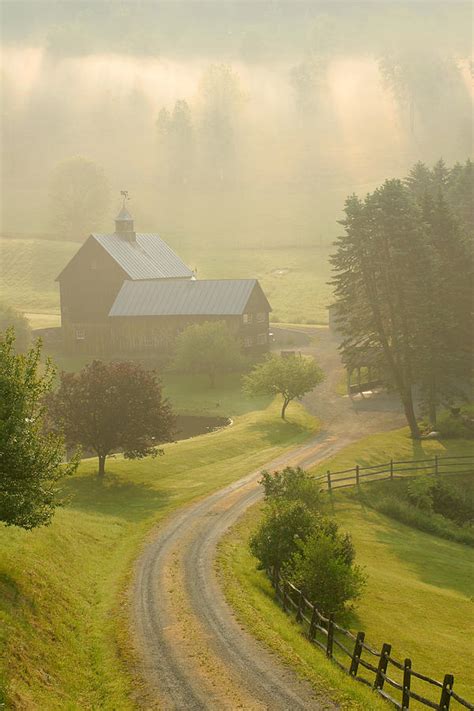 Vermont Barn Foggy Sunrise Photograph By Dan Leffel Fine Art America