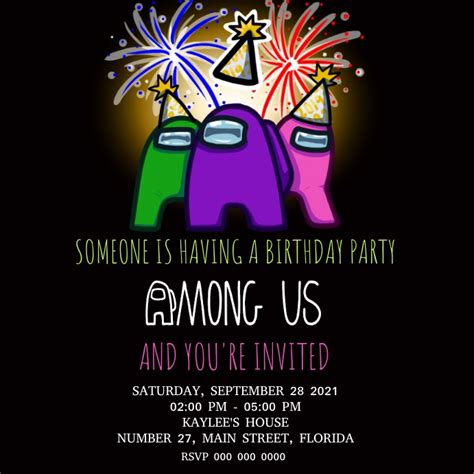Among Us Birthday Invitation Template Free Get What You Need For Free