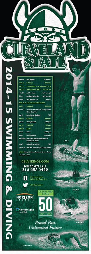 Cleveland State Swimming And Diving Poster 2014 2015 Sports Marketing