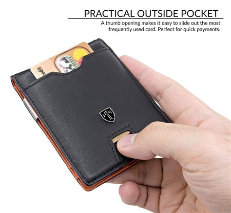 travando ® wallet mens with money clip „london“ rfid blocking slim wallet credit card holder