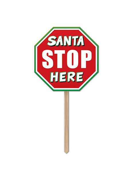 Christmas Decoration Plastic Santa Stop Here Yard Sign Novelties