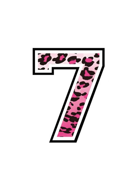Iron On Number 7 Pink Cheetah For Tshirt Iron On Transfer Instant