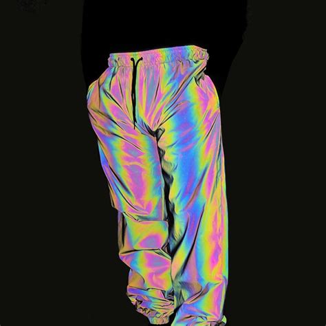 New Joggers Men Colorful Reflective Pants Hip Hop Mens Pants Streetwear